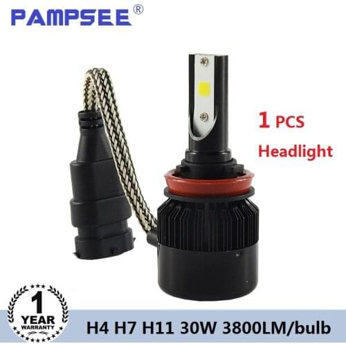 PAMPSEE 1pcs H4 led Headlights H7 LED Bulb Car H4 Lamp HB3 9005 HB4 9006 H9 H1 H3 H8 H27 9007 H13 880 H11 12V 24V Super White