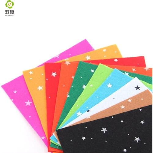 Print Five-pointed star Polyester Felt Fabric Cloth DIY Handmade Sewing Home Decor Material Thickness1mm 10Colors 15x15cm N-10S4