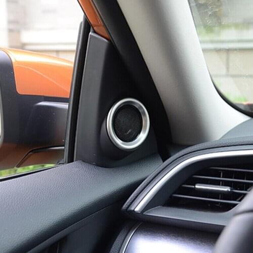 For Honda Civic 10th 2016-2018 ABS Chrome and Carbon fibre Car Front column Sound decoration cover trim accessories Car styling