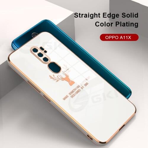GKK Plating Straight Edge Case For OPPO A5 A9 2020 A11 A11X Anti-knock Protection Silicone Cover For OPPO Find X3 Pro Case Coque