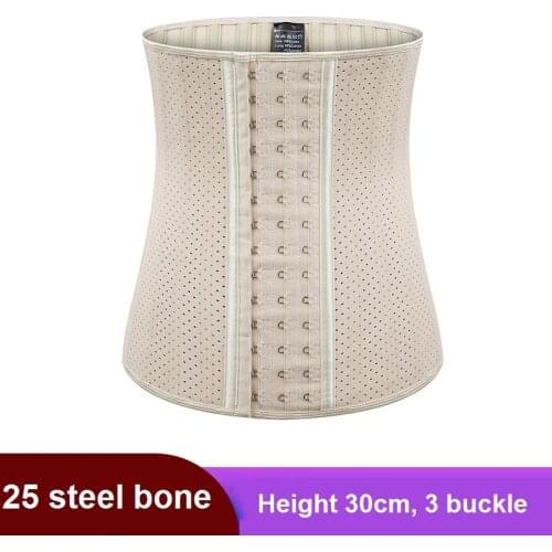 Plus Size Long Style 25 Steel Bone Natural Latex Corset Sports Waist Trainer Breathable Belt Flat Belly Woman Slimming Sheath