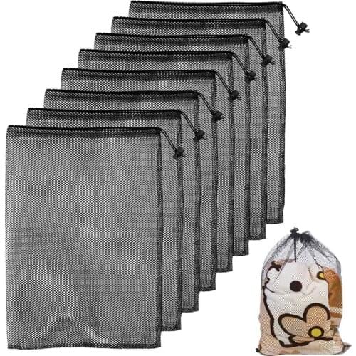 Mesh Stuff Sack Durable Nylon Mesh Drawstring Laundry Bag for Rinsing Beach Toys Swimming Camping Travel Outdoor Tool Bag