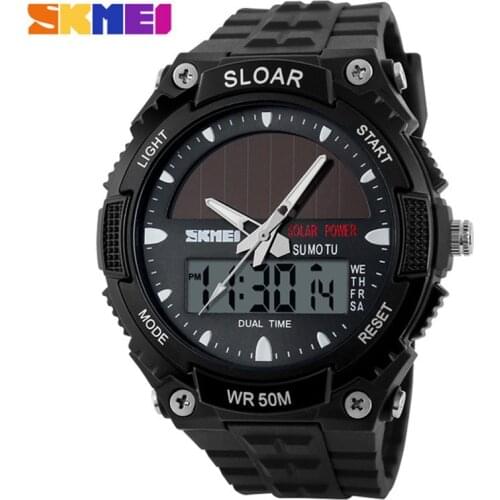 Sport Watch Men Clock Male Digital Wrist Watches Solar Power 12/24 Hour Water Resistant Mens Watch relogio masculino SKMEI 2019