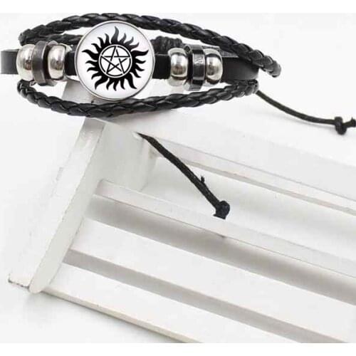 Super natural crystal glass bracelet latest woven leather jewelry for women retro enamel jewelry