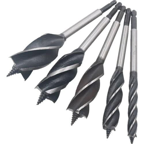 Woodworking Auger Drill Bit 4 Flutes Auger Drill Bit Lengthen Wood Drill Bit Cut Drilling Tool Wood Hole Cutter Door Lock