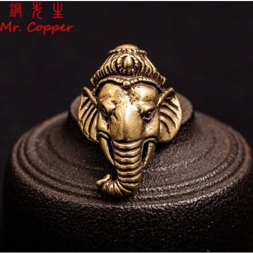 Solid Brass Animal Head Design Leather Bag Wallet Button Rivet with Screws Elephant God Belt Buckle Decor DIY Hardware Accessory