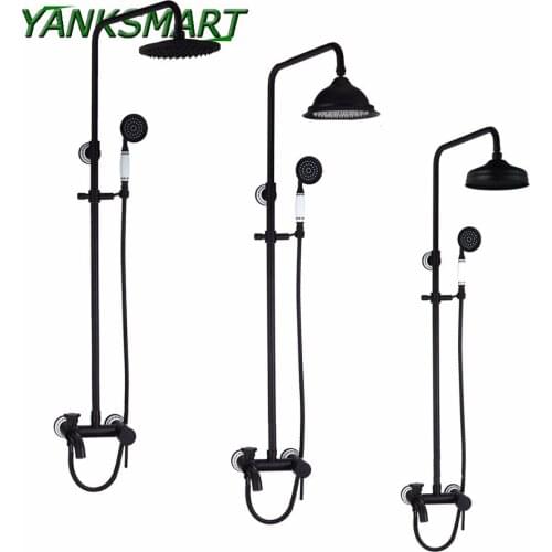 YANKSMART Vintage ORB Bathtub Bathroom wall mount shower set + control valve hand sprayer 8 inch shower head