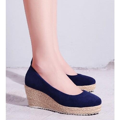 EAGSITY Suede platform Wedges shoes Pumps women high heel shoes square heel slingback casual party office lady work shoes