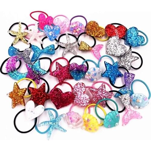 1PCS Mix Stars Heart Lovely Elastic Hair Bands For Baby Girls Hair Accessories Rubber Bands Headwear Children Birthday Present