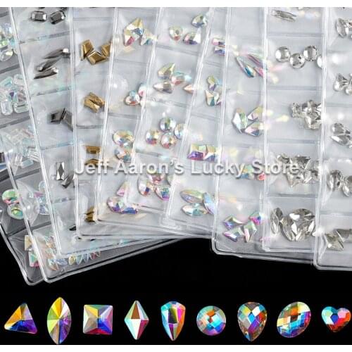 1 Pack mixed design flat back white AB 3d strass nail art decorations rhinestones gems nails accessories manicure