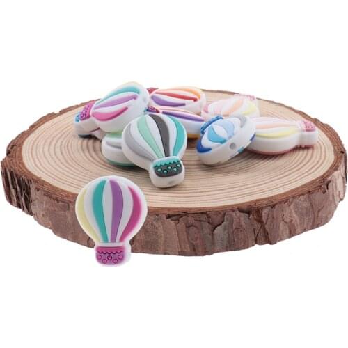 10pcs Fire Ballon Silicone Beads Chewing Gum Baby Teething Bead Silicone Pendant Baby Teether Beads For Diy Chew Necklace Toys