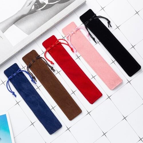 100pcs per set Plush Velvet Pen Pouch Holder Single Pencil Bag Pen Case With Rope Office School Writing Supplies Student Gift