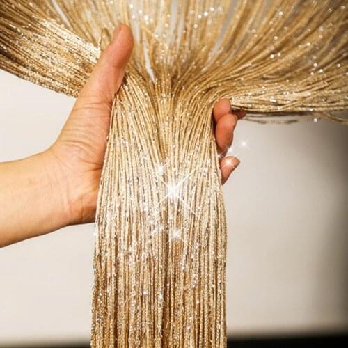 1x2M Beaded String Curtain Luxury Crystal Curtain Flash Line Shiny Tassel String Door Curtain Window Room Divider Home Decorate