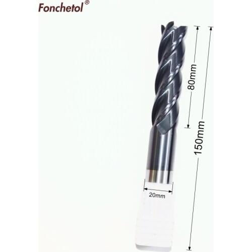 20mm*20mm*150mm,Freeshipping,CNC solid carbide end mill,TiAlN coated end milling cutter,HRC 50 Degrees,4 Flutes milling cutter