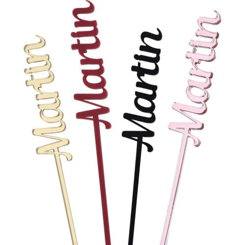 20pcs Personalized Drink Stirrers Name Swizzle Sticks Valentine Table Card Centerpiece Pick Bridal Shower Stir Stick Wedding