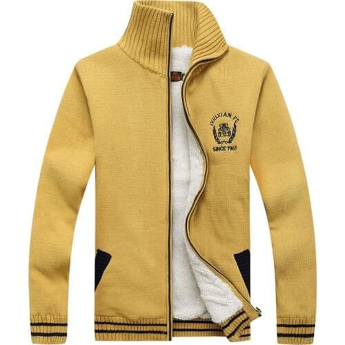 2018 Mens Cardigan Sweater Coat Mens Winter plus Velvet Thick Sweater Tide Male Jumpers turtleneck