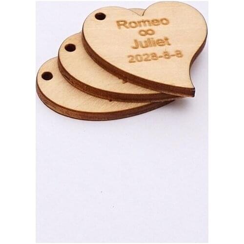 30pcs Personalized Engraved Name Date Wooden Tags For Wedding Gifts Custom Art Heart Packaging Wrapping Ideas Party DIY Decor