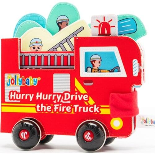 3D Baby Cloth Book Happy School Bus Fire Truck Police Car Kid Intelligence Toys Learning Cognitive Reading Early Education Gifts