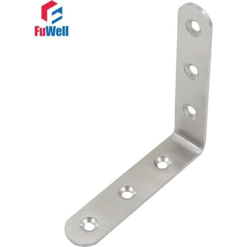4pcs 100mm x 100mm 90 degree Corner Brackets 3mm Thickness Stainless Steel Angle Bracket for Bed Cabinet Table Furniture