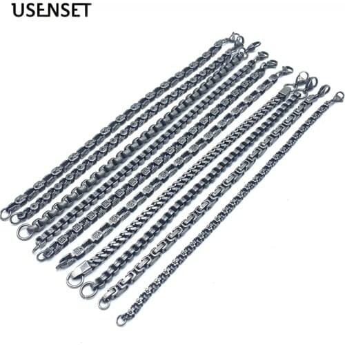 5MM Byzantine Bracelets Box Chains Bangles Stainless Steel Retro Style Jewelry Antique Color Bracelet For Men Women