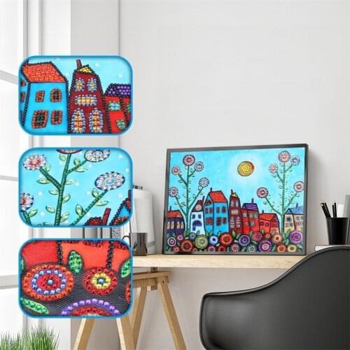 5D DIY Diamond Painting Partial Special Shaped City Landscape Rhinestones Pictures Diamond Embroidery Cross Stitch Crystal House