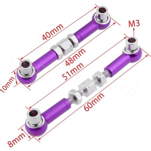 2pcs/lot Adjustable 48-60MM Aluminum Steering Linkage For 1/10 RC Model Cars Upgrade parts