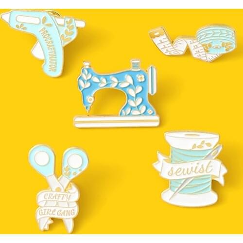 Sewing Machine Style Ladies Brooch Series Suit Enamel Pins Needlework Measure Female Craftsman Brooches Lapel Pin Badge Jewelry