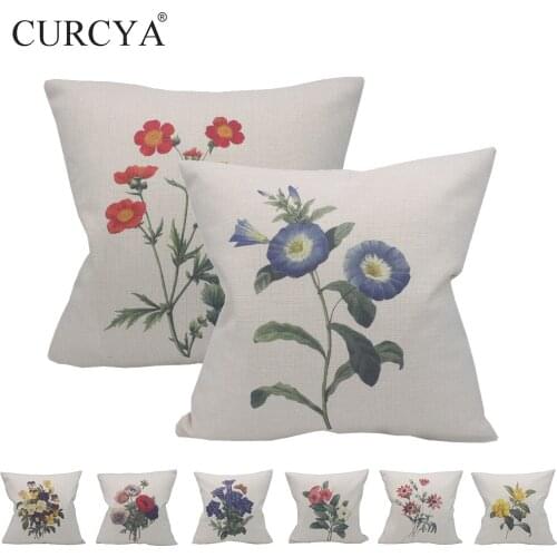 CURCYA Vintage Victorian Florals Cushion Covers Beige Throw Pillow Covers Sofa Chair Seat Waist Pillow Case Polyester Home Decor