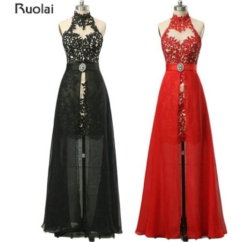 Elegant Evening Dresses Long 2018 High Neck Appliques Evening Gown With Removable Skirt Formal Party Dress Robe De Soiree