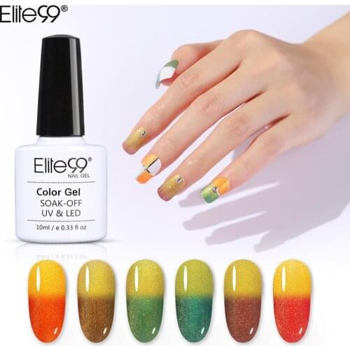 Elite99 Gold Silver Shimmer Temperature Change 10ML Gel Nail Polish Soak Off UV LED Nail Varnish Primer Salon Manicure Varnish