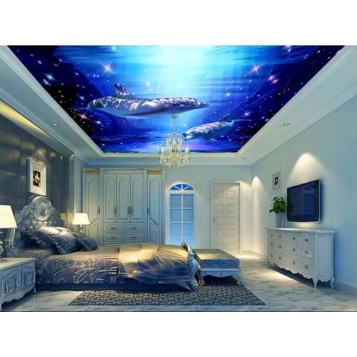 Custom photo background 3d ceiling murals wallpaper picture undersea world whale decoration painting wallpaper for walls 3d
