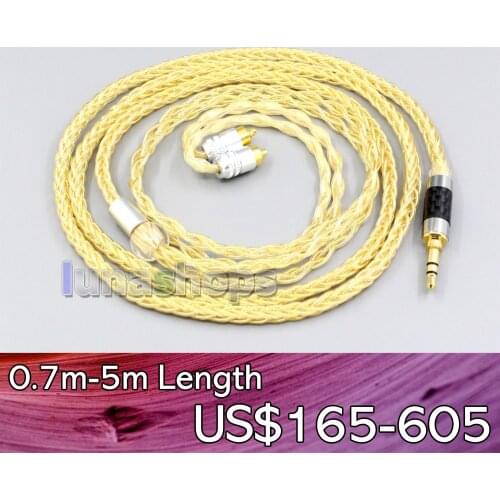 LN006489 3.5mm 2.5mm 4.4mm 8 Cores 99.99% Pure Silver + Gold Plated Earphone Cable For Sony IER-M7 IER-M9 IER-Z1R