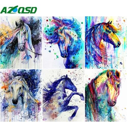 AZQSD Painting By Numbers Animal Picture For Living Room Home Decoration 40x50cm DIY Coloring By Numbers Horse Handmade Gift