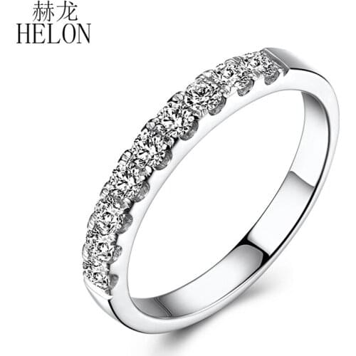 HELON 0.36ct Moissanite Ring Sterling Silver 925 Round VVS/DEF Color Test Positive Lab Grown Moissanite Diamond Engagement Ring