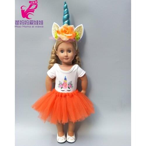18 inch doll clothes set for 43cm Baby doll dress headband clothes set for 40cm doll clothes chilren birthday gift