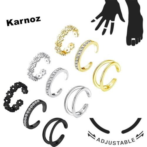 Adjustable Stainless Steel Toe Rings for Women Summer Beach Hypoallergenic CZ Jewelry Set with Tail Foot Ring Gift Jewelry