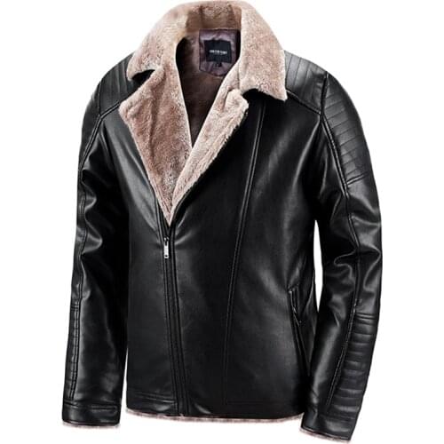 High Quality Leather Jacket Men Coat Fashion Casual Motorcycle Leather Caot Fleece Warm Men Leather Jackets