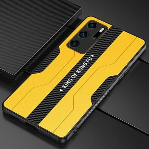 Leather Case For Mate 20 30 40 Pro Plus + Kung Fu Cover For P40 Pro Plus Carbon Fiber