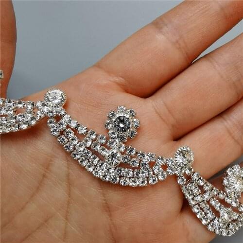 Rhinestone Crystal Chain Bling Diamante Lace Diamond Belt Trim Ribbon Necklace Applique Gem Sparkle Wedding Dress 2.3cm Width
