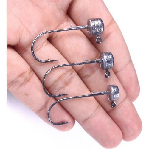 New 6pcs/lot 3.5g 5.5g 6.2g hooks Cylindrical shape hook Jig Lure hard bait soft worm Jigging head Barbed hooks For Fishing