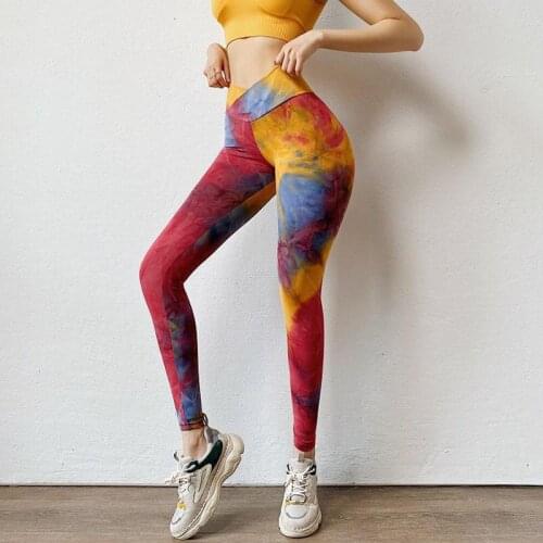 Fitness Yoga Leggings Sports Leggings Female Pants Print High Waist Hips Push Up Running Pants Women Gradient Printing Leggings