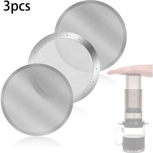 3 Pack Metal Reusable Coffee Filter Mesh for AeroPress Coffee Maker Espresso Maker, Silver