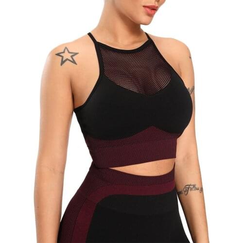 Fashion yoga female hollow fitness beauty back yoga wear underwear breathable sexy mesh sports bra