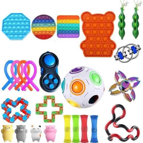 25pc Cheap Set Fidget Toys Anti Stress Strings Relief Pack Gift For Adults Children Figet Sensory Squishy Relief Antistress