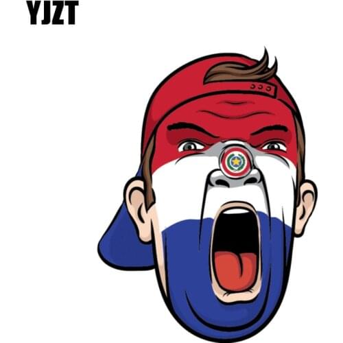 YJZT 10CM*13.4CM Personality Paraguay Flag Soccer Face Fan Decal Car Sticker Motorcycle Helmet Accessories 6-1451
