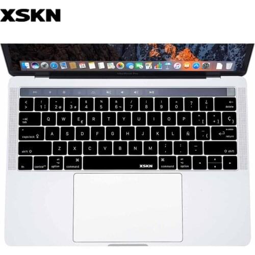 XSKN Latest Spanish Silicone Keyboard Cover TouchBar Sticker for MacBook Pro 13 (A1706 A1989) & for MacBook Pro 15 (A1707 A1990)