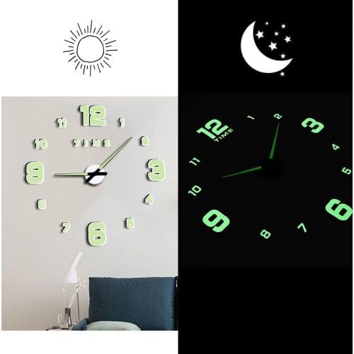 DIY Wall Clock Multicolor Mirror Effect Home Decoration Acrylic Wall Stickers Simple Style Mute Quartz Living Room Office Round