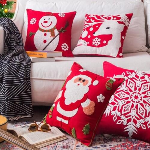 45x45cm Christmas Throw Pillow Cover Cotton Linen Throw Pillow Cover Snow flacke Snowman Pillowcase Xmas Festival Decoration