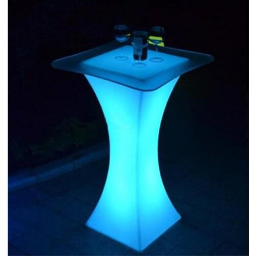 New Rechargeable LED Cocktail Table Plastic Bar Coffee Table 16-Color Led Light Home Decoration Table With Remote Controller