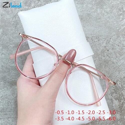 Zilead Round Metal Myopia Glasses Women Men Cat Eye Blue Light Blocking Nearsighted Eyewear Computer Google Diopters 0 to -6